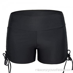 Century Star Women Boyshorts Swimsuit Bottom Adjustable Ties High Waist Swim Shorts Blackside Ruches B07MR98H27